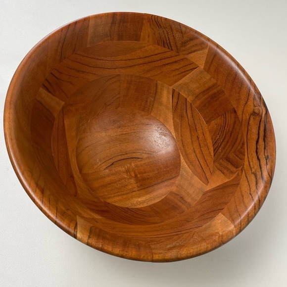 William Sonoma Wood Salad Bowl With 2 servers spoon set - Picture 5 of 9